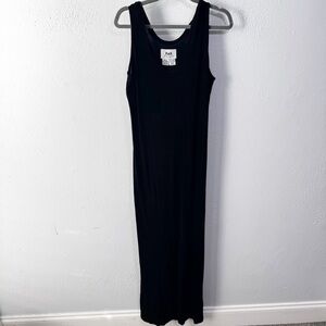 Flax Black Sheath Maxi Dress with Sleeveless Design and Scoop Neck